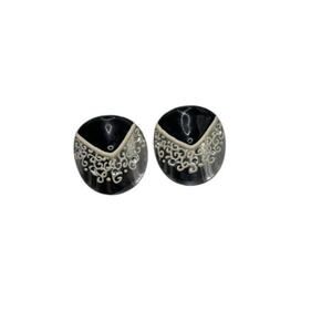 Vintage LA Rage Silver, Black and White Modernist Pierced Earrings